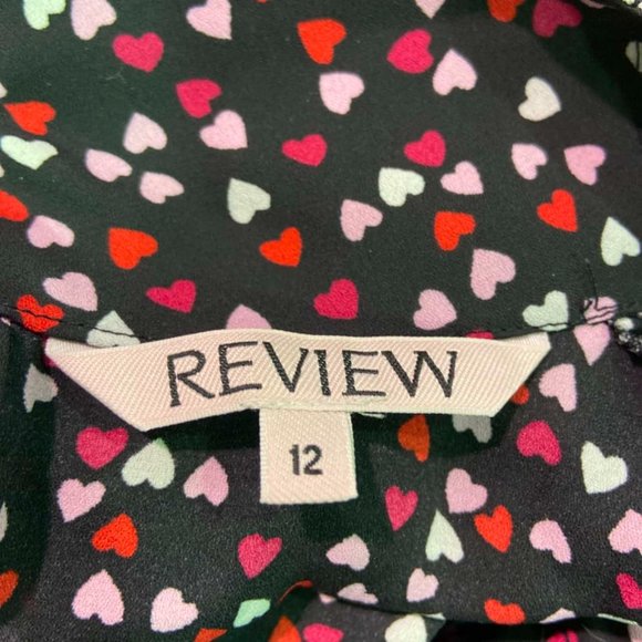 REVIEW Scattered Hearts Black Red Pink Love Heart Long Sleeve Office Blouse Top - Picture 7 of 8